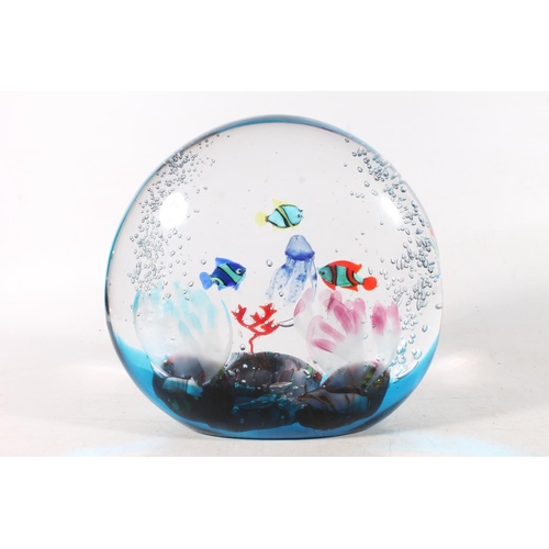 441 - Vetro Artistico Murano aquarium paperweight with jelly fish, coral and fish, dated '05 to the base, ... 