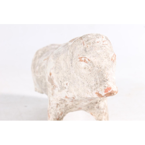 466 - Ancient Greek terracotta pottery model of a cow or pig, 16cm long and three terracotta pottery boer ... 