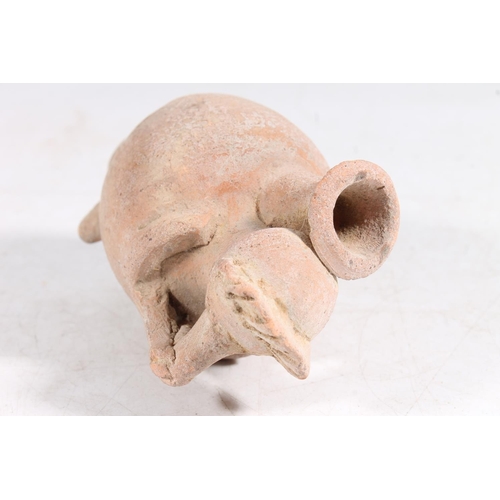 472 - Ancient pre Columbian earthenware jar modelled as an animal, 10.5cm tall, and an ancient earthenware... 