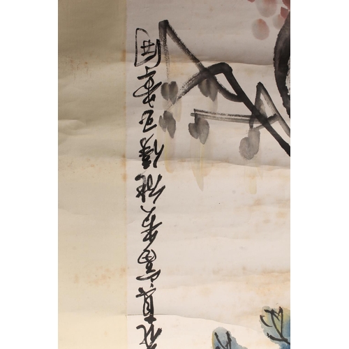 522 - WANG ZHEN (Chinese 1867-1938) Chrysanthemum blossom Watercolour, signed with seal mark and titled wi... 