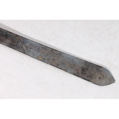 603 - Chinese silver paper knife with geometric decoration, signed, a.f.