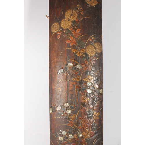 605 - Japanese musical instrument (Koto) in paulownia wood with takamaki-e work and inset abalone depictin... 