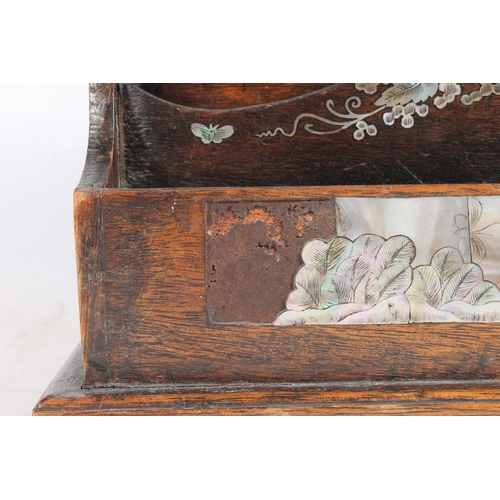 614 - Chinese 19th century mother of pearl inlaid wooden stationery box, 20cm x 28cm x 15cm.Condition repo... 