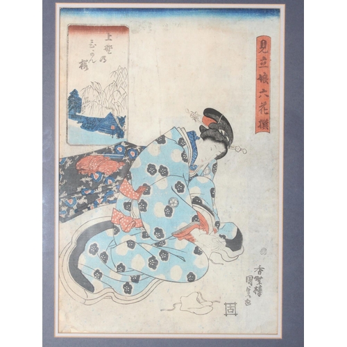 541 - Two 19th century Japanese woodblock prints, Kunisada ga, Bijin printed by Kogaya Kitsugoro c1852 and... 