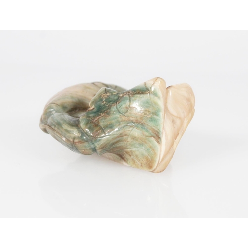 590 - 19th century Chinese snuff bottle of unusual naturalistic lotus form, carved from a shell, 5.5cm.