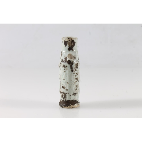 479 - Chinese archaic celadon glazed earthenware scent bottle, with Fu mark, 7.3cm tall.