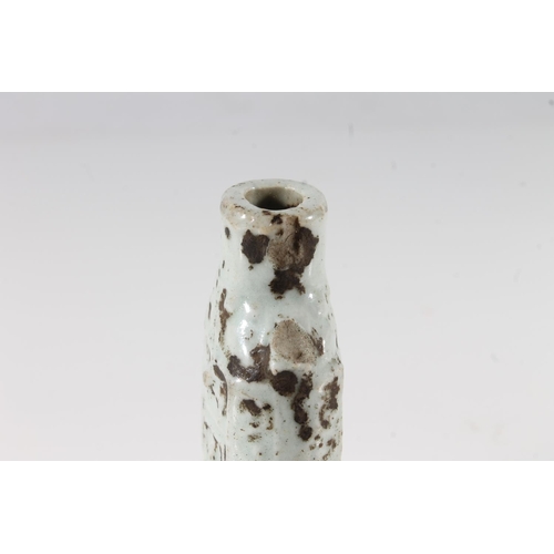 479 - Chinese archaic celadon glazed earthenware scent bottle, with Fu mark, 7.3cm tall.