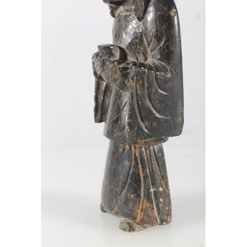 480 - Chinese carved hardstone figure of a Manchu noble, 16cm tall.