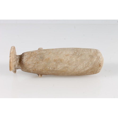 484 - Ancient Greek Mediterranean alabastron scent bottle, probably of alabaster, 13cm tall.