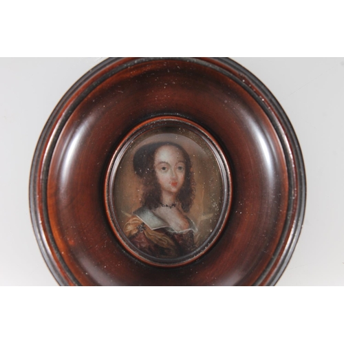 497 - After Sir Peter Lely (German 1618-1680), portrait miniature on copper of Anne Hyde Duchess of York (... 