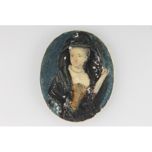 498 - Three ivory portrait miniatures to include a circular portrait of a young girl with ukulele, frame 1... 