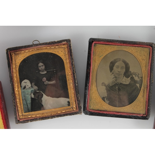 499 - Group of five early photographs ambrotypes daguerrotypes to include a portrait of a young girl with ... 