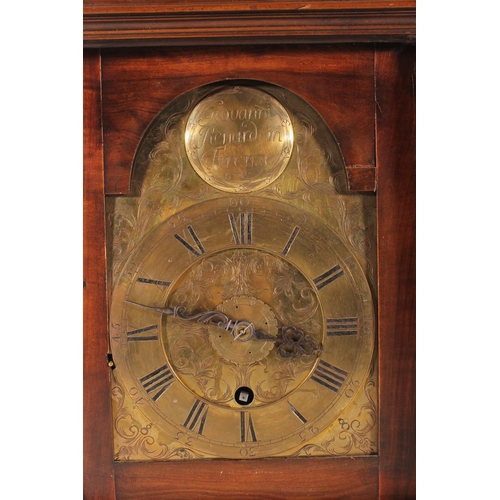 504 - Antique mahogany cased Italian mantel or table clock, the brass dial with Roman numeral and Arabic n... 