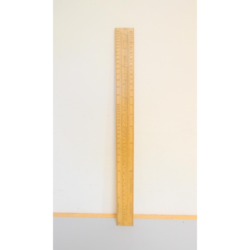 390 - F. Robson & Co wooden slide rule with scales in inches, feet and hundredweight, another by ... 