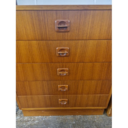 642 - Mid-century teak five-drawer chest, 70cm high