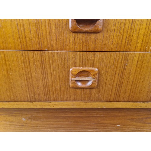 642 - Mid-century teak five-drawer chest, 70cm high