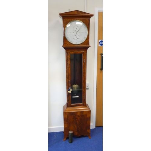 132 - Georgian regulator longcase clock by Gowland (Clement) of Sunderland (1780-1800), the silvered dial ... 