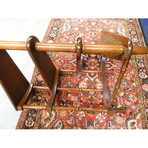 411 - Early 20th century set of mahogany spiraled library steps with tooled leather treads and brass finia... 