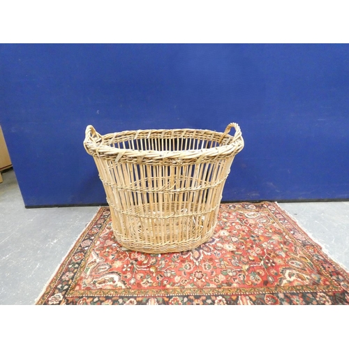 421 - Hand woven wicker log basket. Width 89cm Height 67cm, Depth 80cm