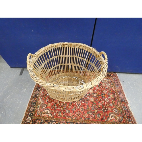 421 - Hand woven wicker log basket. Width 89cm Height 67cm, Depth 80cm