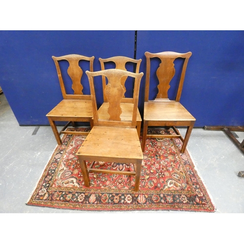 430 - Set of four 18th century Chippendale style oak dining chairs, on square tapered supports. Height 92c... 