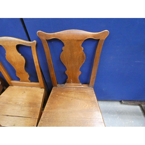 430 - Set of four 18th century Chippendale style oak dining chairs, on square tapered supports. Height 92c... 