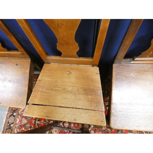 430 - Set of four 18th century Chippendale style oak dining chairs, on square tapered supports. Height 92c... 