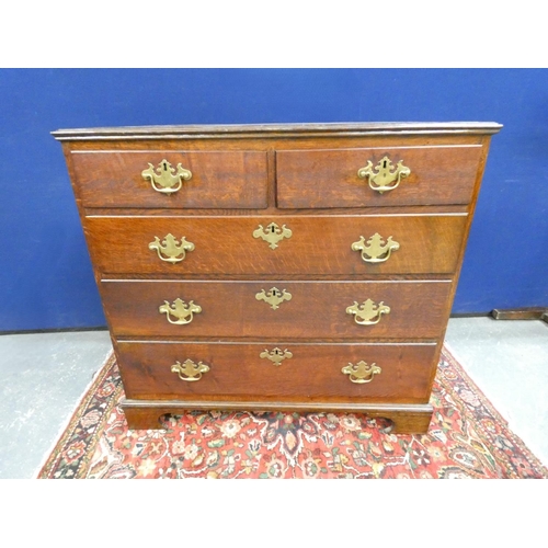 431 - 18th century George II oak chest of drawers with two short  drawers over three long graduated d... 