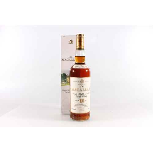 1095 - MACALLAN 10-year-old single malt Scotch whisky, old style ribbed cream and gilt label, 40% abv. 70cl... 