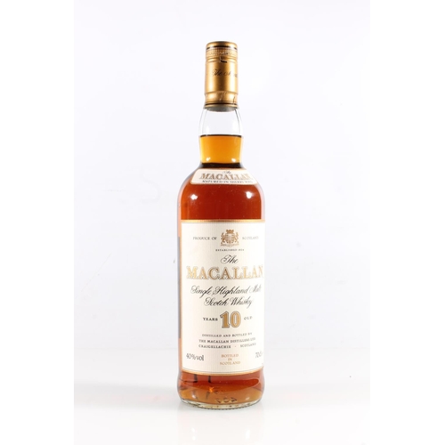 1095 - MACALLAN 10-year-old single malt Scotch whisky, old style ribbed cream and gilt label, 40% abv. 70cl... 