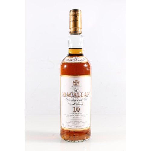 1096 - MACALLAN 10-year-old single malt Scotch whisky, old style cream and gilt label, 40% abv., 70cl, boxe... 