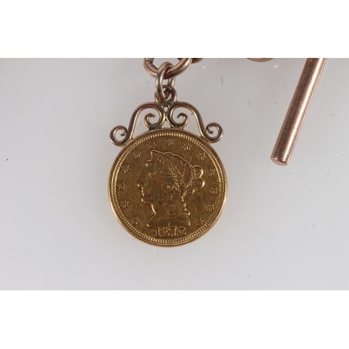 1304 - UNITED STATES OF AMERICA USA gold Liberty cap 2.5 dollar coin 1878 with soldered pendant mount held ... 