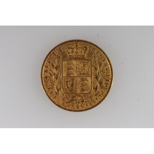 1324 - UNITED KINGDOM Queen Victoria (1837-1901) gold sovereign 1866, die number 23?, shield back, young he... 