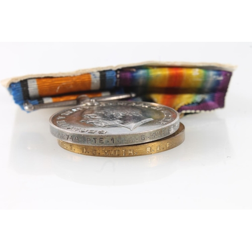 1355 - Medals of 58749 Private 1st Class A G Smith of the Royal Air Force comprising WWI war medal and vict... 