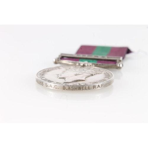 1362 - Medal of 2411283 Senior Aircraftman D Ashwell of the Royal Air Force comprising George VI general se... 