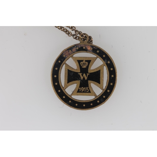 1365 - Imperial German WWI black iron cross second class 1914, the ring stamped '800', also a patriotic iro... 