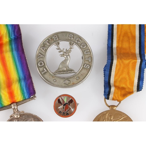 1376 - Medals of 5702 Private T Cowan of the 2nd Battalion Lovat's Scouts comprising WWI war medal and vict... 