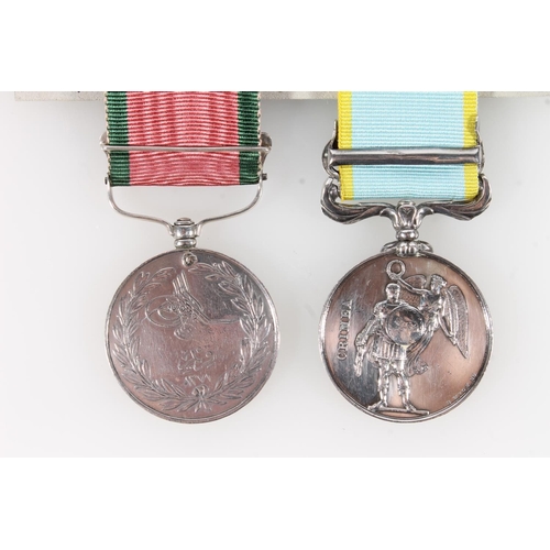 1384 - Medals of 2459 Private George Dingwell of the 71st Highland Light Infantry comprising Crimea medal w... 