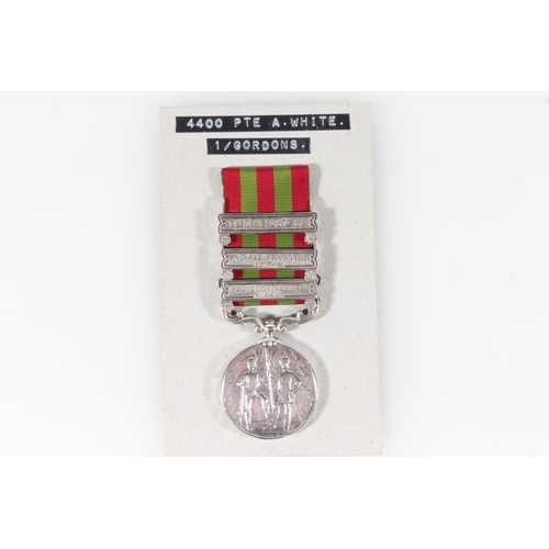 1392 - Medal of 4400 Private A White of the 1st Battalion Gordon Highlanders comprising India General Servi... 