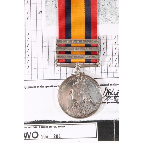 1398 - Medal of 5743 Private A Bain of the Gordon Highlanders comprising Boer War Queens South Africa medal... 