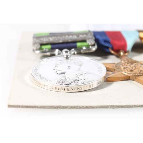 1402 - Medals of 6284235 Private F H Stevens of the 3rd East Kent Regiment The Buffs comprising George V In... 