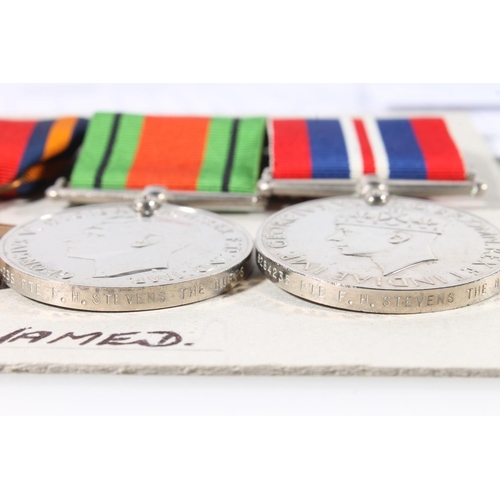 1402 - Medals of 6284235 Private F H Stevens of the 3rd East Kent Regiment The Buffs comprising George V In... 