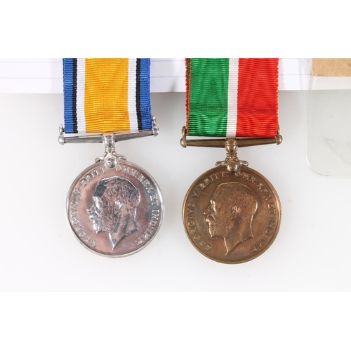 1407 - Medals of Seaman Thomas R Weatherill of the Merchant Navy comprising WWI war medal and Mercantile Ma... 