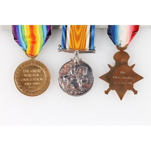 1408 - Medals of 330 Private Kenneth Campbell of E Company 1/4th Battalion Seaforth Highlanders comprising ... 