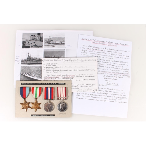 1412 - Medals of C/JX 371575 Signaller William T Pope of the Royal Navy, served on HMS London comprising Ge... 