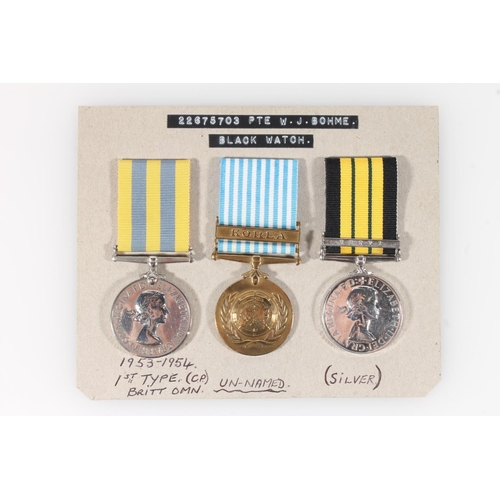 1418 - Medals of 22675703 Private William J Bohme of the Black Watch Royal Highlanders comprising Elizabeth... 