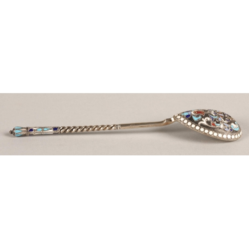 171 - Russian silver enamelled spoon13.5cm long , 20.7g