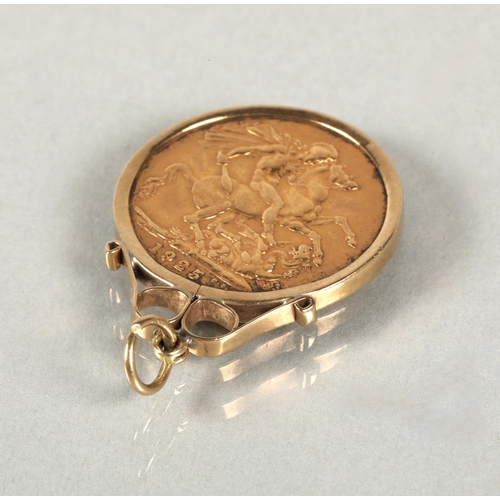 133 - George V gold sovereign 1925 in 9ct gold pendant mount 9.2g.