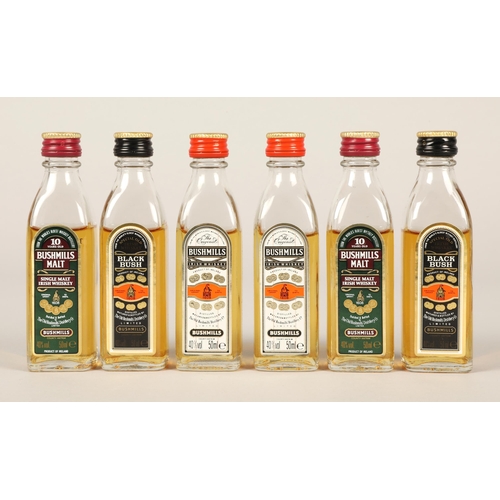 342 - Bushmills Irish Whiskey miniature selection, Comprising of six assorted miniatures, 50ml, 40% vol, i... 