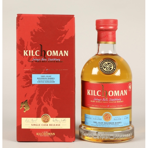 241 - Kilchoman non chill filtered single cask Islay single malt scotch whisky, cask number 719/2012, bott... 